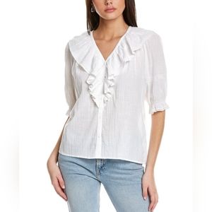 ba&ash White Ruffle Blouse SZ XS